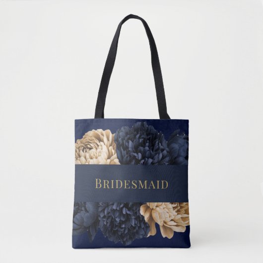 Tote Bag Marine Aquarelle or Peony Bridesmaid Favoriser Cad (Devant)