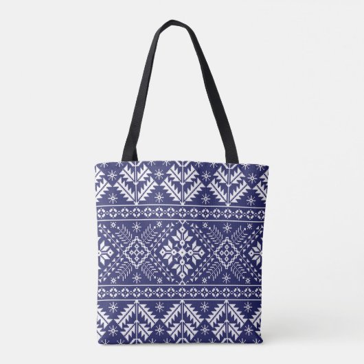 Tote Bag Marine bleu et blanc Fair Isle Motif de Noël (Dos)