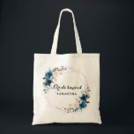 Tote Bag Marine Bleu rose rose rose Botanique Géométrique C<br><div class="desc">Elégant et moderne, le sac fourre-tout-cadeau romantique aquarelle floral bridesmaid dispose d'un bouquet de bleu marine, bleu royal, rose vif, roses d'aquarelle pêche avec le feuillage assorti. Parfait pour un mariage d'automne/mi-été. S'il vous plaît trouver d'autres modèles et variantes de mon magasin "blissweddingpaperie". Et n'hésitez pas à me contacter pour...</div>