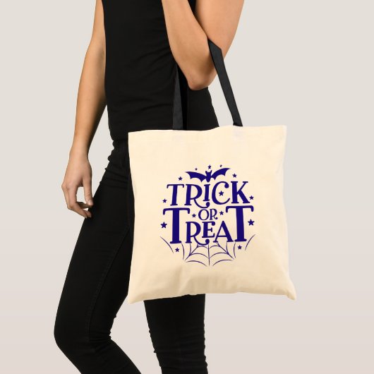 Tote Bag Marine Blue Bat Stars Spiderweb Trick ou Treat (Devant (produit))