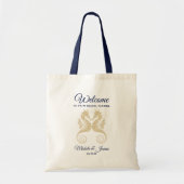 Tote Bag Marine Blue Gold Seahors Mariage Bienvenue (Devant)