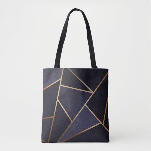 Tote Bag Marine Blue Gold Triangles Géométrique Élégant Cla (Devant)