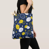 Tote Bag Marine Blue Lemon Art - Refresh Citrus Design (De près)
