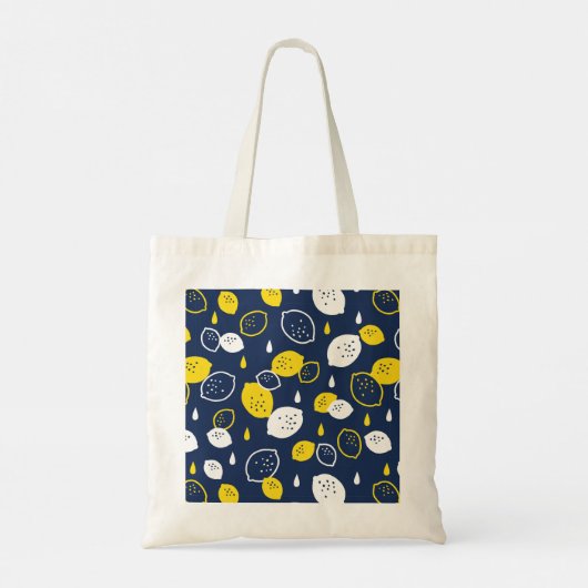 Tote Bag Marine Blue Lemon Art - Refresh Citrus Design (Dos)
