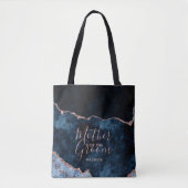 Tote Bag Marine Blue & Rose Gold Agate Mère de la chambre (Devant)