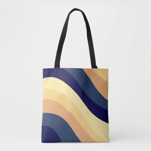 Tote Bag Marine Blue Yellow Orange Rétro Été Vague #1 (Devant)