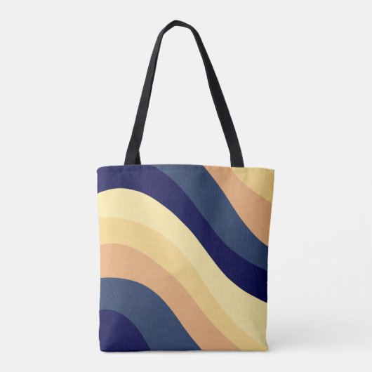 Tote Bag Marine Blue Yellow Orange Rétro Été Vague #1 (Dos)