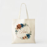 Tote Bag Marine de Terracotta Vert Épouse Mariage géométriq<br><div class="desc">Elégant bleu marine,  Terracotta,  sac fourre-tout de mariée mariage à thème terreux orange avec élégant bouquet de bleu marine,  pivoines roses couleur terre cuite et feuilles d'eucalyptus vert. Veuillez me contacter pour toute aide sur la personnalisation ou si vous avez besoin d'un autre produit avec ce design.</div>