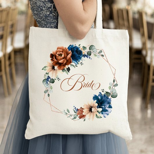 Tote Bag Marine de Terracotta Vert Épouse Mariage géométriq