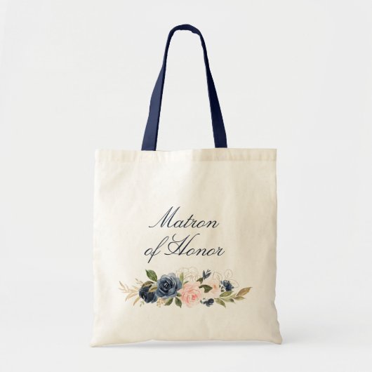 Tote Bag Marine et floral roux Matron d'honneur (Devant)