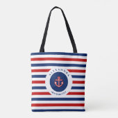 Tote Bag Marine marine Bleu Rouge Blanc rayures (Dos)
