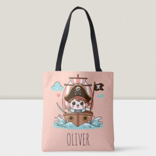 Tote Bag Marine Pirate mignonne Capitaine Kid et navire