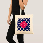 Tote Bag Marine Whats Marocain #5 Framboise 3 Monogramme in (Devant (produit))