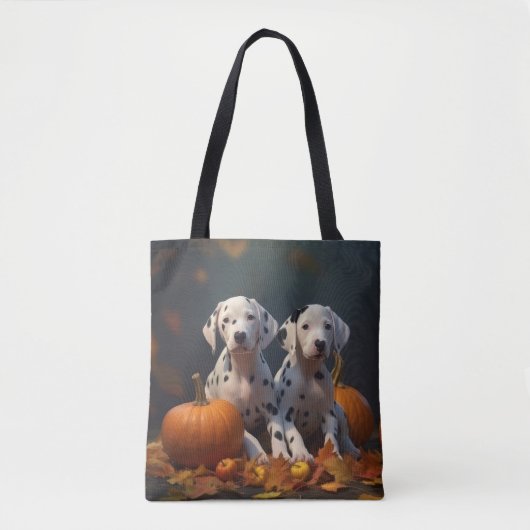 Tote Bag Marionnette dalmate Automne Citrouille délice (Devant)