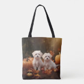 Tote Bag Marionnette maltaise Automne Citrouille délice (Dos)