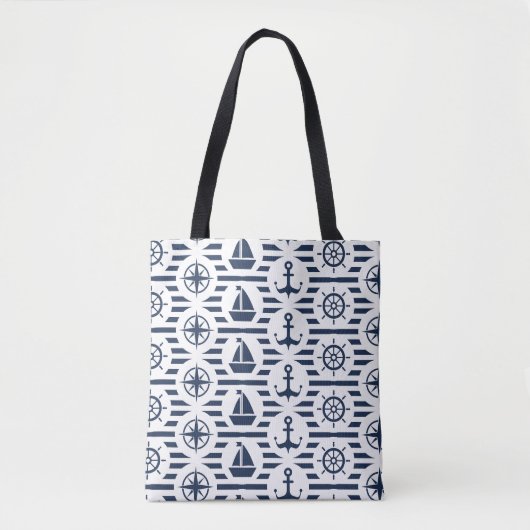Tote Bag Maritime dans le motif bleu (Devant)