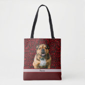 Tote Bag Maroon Bourgogne Brown Christmas Dog Photo (Devant)