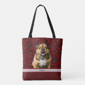 Tote Bag Maroon Bourgogne Brown Christmas Dog Photo (Dos)