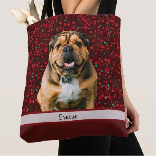 Tote Bag Maroon Bourgogne Brown Christmas Dog Photo