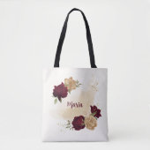Tote Bag Maroon vert beige or botanique (Devant)