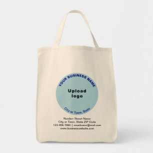 Tote Bag Marque commerciale en forme ronde bleu clair sur l