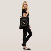 Tote Bag Marque de nom de monogramme bronzé élégant Noir (Sur le modèle)