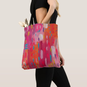 Tote Bag Marques de pinceau rose et orange Abstraites