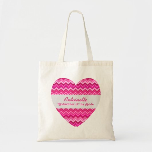 Tote Bag Marraine rose de chevrons du nom de coutume de (Devant)