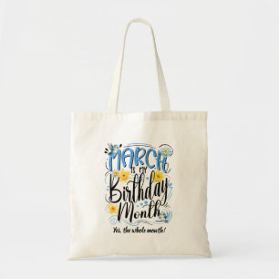 Tote Bag Mars est mon Mois d'anniversaire, Oiseaux et Daffo