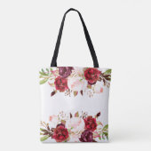 Tote Bag marsala romantique aquarelle fleurs bridesmaid (Dos)