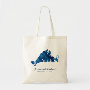 Tote Bag Marthas Vineyard Blue Peint Carte Mariage Invité