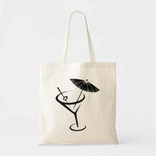 Tote Bag Martini ~ Retro Cocktail Boire Olive & Umbrella T- (Devant)