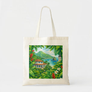Tote Bag Martinique Village Tropical Caraïbe Volcan