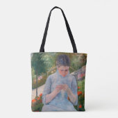 Tote Bag Mary Cassatt - Fille couture dans un jardin (Dos)