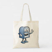 Tote Bag Mascotte de boîte aux lettres joyeux bleu caractèr (Dos)