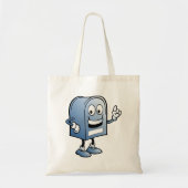 Tote Bag Mascotte de boîte aux lettres joyeux bleu caractèr (Devant)