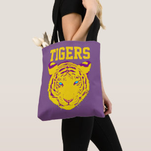 Tote Bag Mascotte de l'équipe de sport Tiger jaune violet