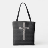Tote Bag Masculine foncé Fière Croix chrétienne pierre méta (Dos)