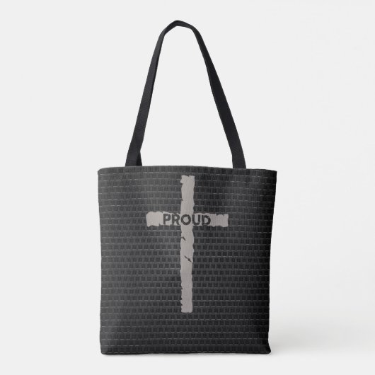 Tote Bag Masculine foncé Fière Croix chrétienne pierre méta (Dos)