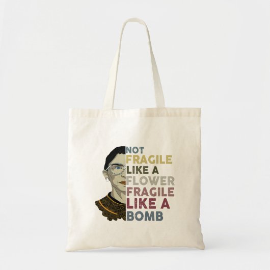 Tote Bag Mashup RBG/Frida Kahlo - Fragile Comme Une Bombe (Devant)
