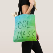 Tote Bag Masque cool Original écriture manuscrite bleu et v (De près)