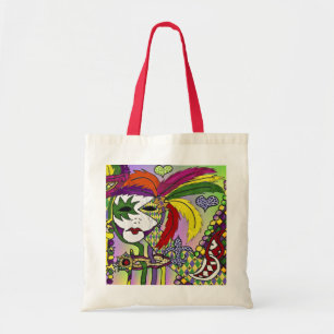 Tote Bag Masque de plumes de Mardi Gras psychédélique