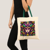 Tote Bag Masque Mardi Gras/perles/fleur de lis (Devant (produit))