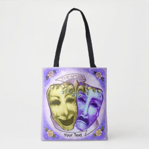 Tote Bag Masques d'acteur jaune violet