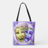 Tote Bag Masques d'acteur jaune violet (Dos)