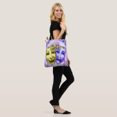 Tote Bag Masques d'acteur jaune violet (Sur le modèle)