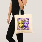 Tote Bag Masques d'acteur jaune violet (Devant (produit))