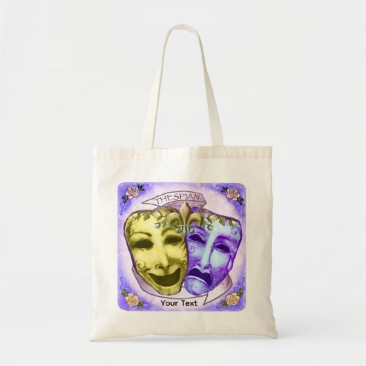 Tote Bag Masques d'acteur jaune violet (Devant)