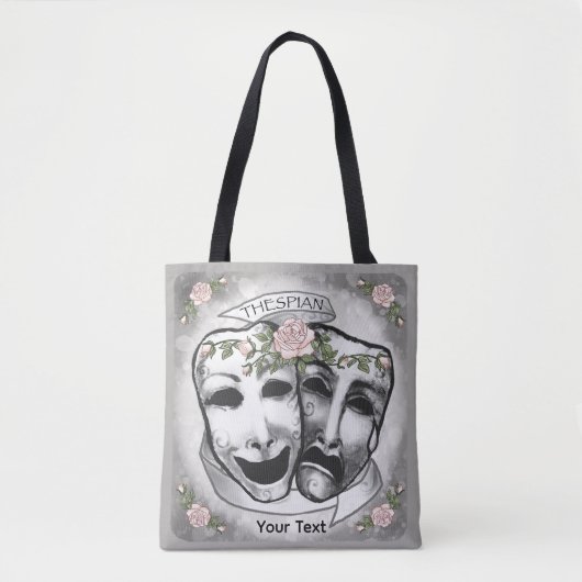 Tote Bag Masques d'acteur noir et blanc (Devant)
