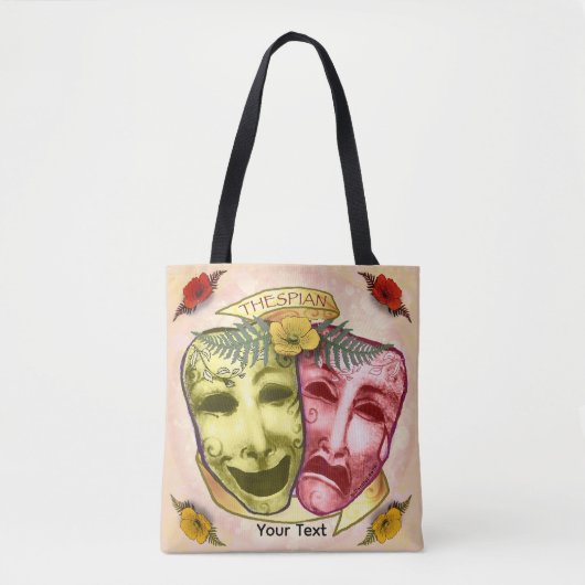 Tote Bag Masques d'acteur rouge jaune (Devant)